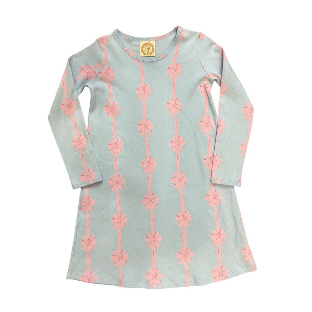 TBBC - Long Sleeve Blue and Pink Bow Play Dress - Size 9